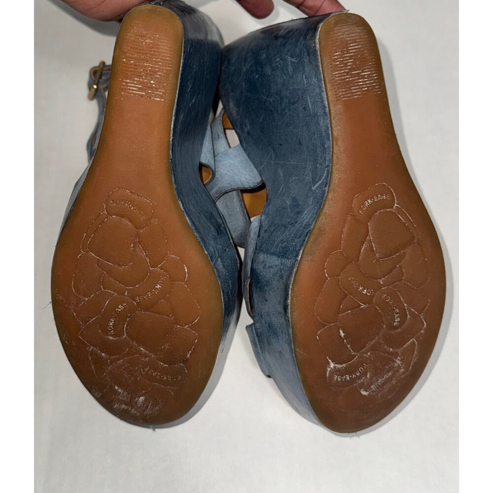 Kork-Ease Blue Gracen Leather Size 6 Wedge Platform Sandals Casual Chic Classic - Picture 7 of 10